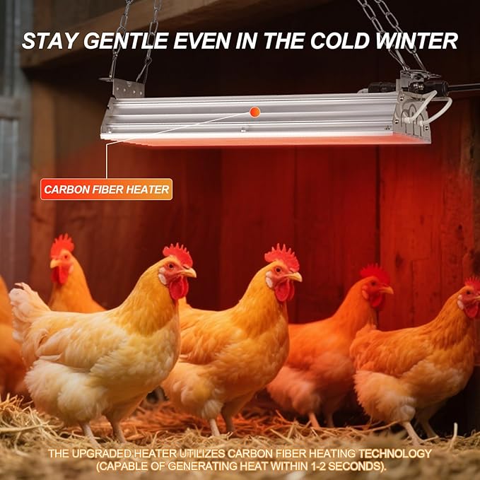 Large Heat Lamp for Chicken Coop, 400 Watts Carbon Fiber Chicken coop Heater, Adjust 2 Mode Temp&Hanging Height, Waterproof,Indoor & Outdoor Heater,For Cow,Sheep,Livestock,size:16.3x5.31x3inch (400W)