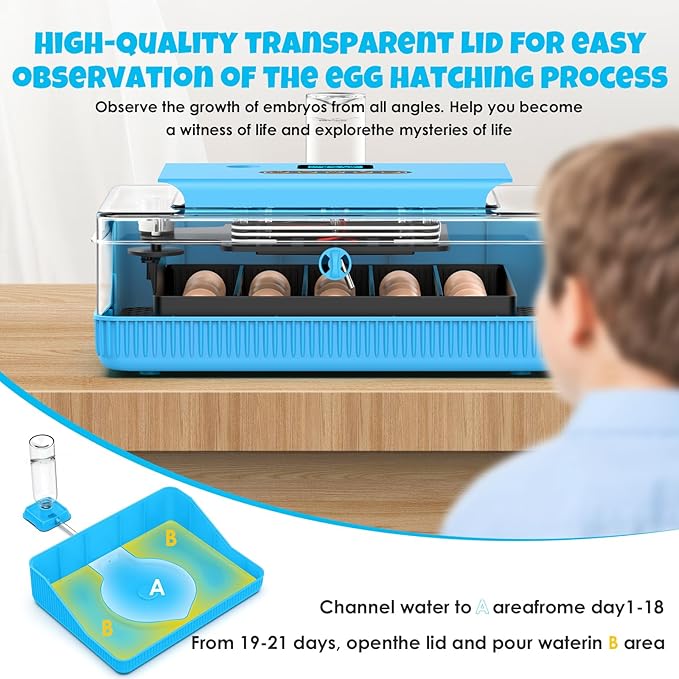 25 Egg Incubator Digital Poultry Hatcher Machine with Automatic Egg Turning, incubators for Hatching Eggs, Temperature & Humidity Control, LED Screen, General Purpose Incubator