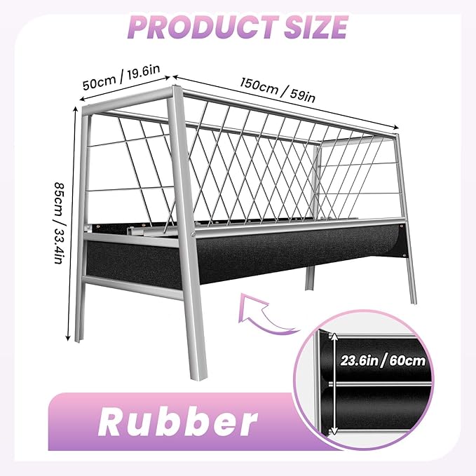 Heavy Duty 77 Gallon Livestock Feeder, Stainless Steel, 2-in-1 Design with 55 Gallon & 22 Gallon Compartments for Hay & Pellet Feed, Goats, Horses, Easy to Assemble and Maintain