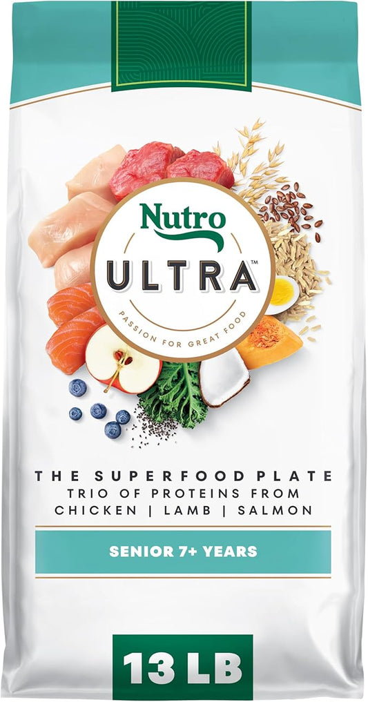Nutro Ultra Senior Dry Dog Food with a Trio of Proteins from Chicken, Lamb and Salmon, 13 lb Bag