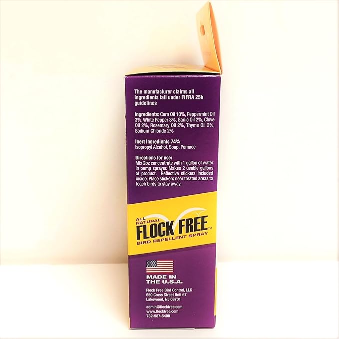 Bird Repellent Spray, Residential Bird Problem Solution by Flock Free Bird Control, 4 oz Concentrate