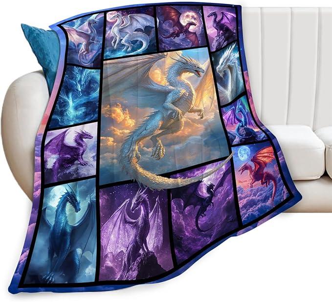 Dragon Blanket Dragons Lover Throw Blankets Gifts for Girls Boys Kids Dragon Lover Soft Cozy Fleece Plush for Couch Sofa Bed 80"x60"