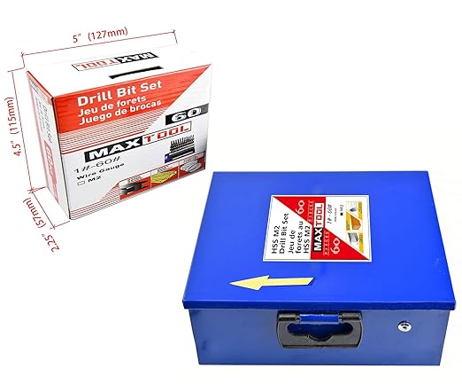 MaxTool Twist Drill Bit Set 60PCs High Speed Steel M2 Jobber Length Fully Ground for Metal Stainless Steel Plastic etc Number 1-60; JBS02H10R060