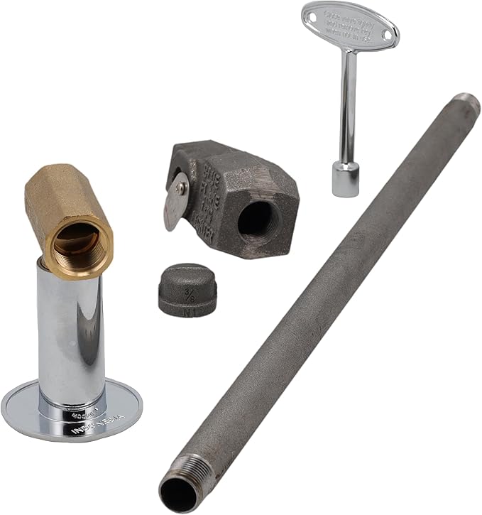 Supplying Demand LLKIT-LPS-CP Fireplace Fire Pit | Log Lighter Install Kit with Straight Pattern LP Gas Log Lighter, 1/2" Straight Stop Valve - Polished Chrome with Escutcheon and 3" Key