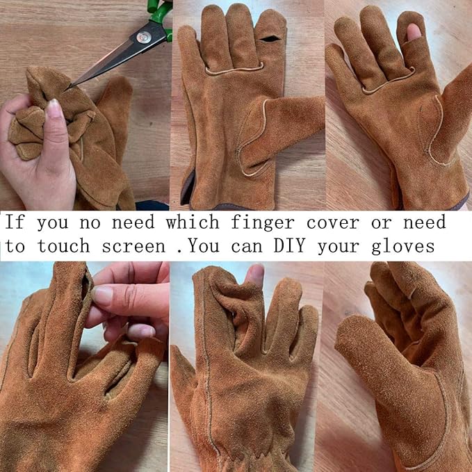Leather Safety Work Gloves Gardening Carpenter Thorn Proof Truck Driving for Mens and Womens Waterproof heavy duty