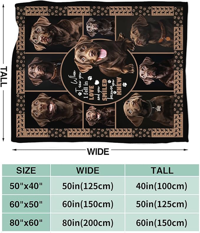 Labrador Blanket Gifts for Girls Boys Chocolate Lab Dog Lovers Throw Blankets Cozy Plush Fleece America Flag Flannel Fuzzy 50"X40"