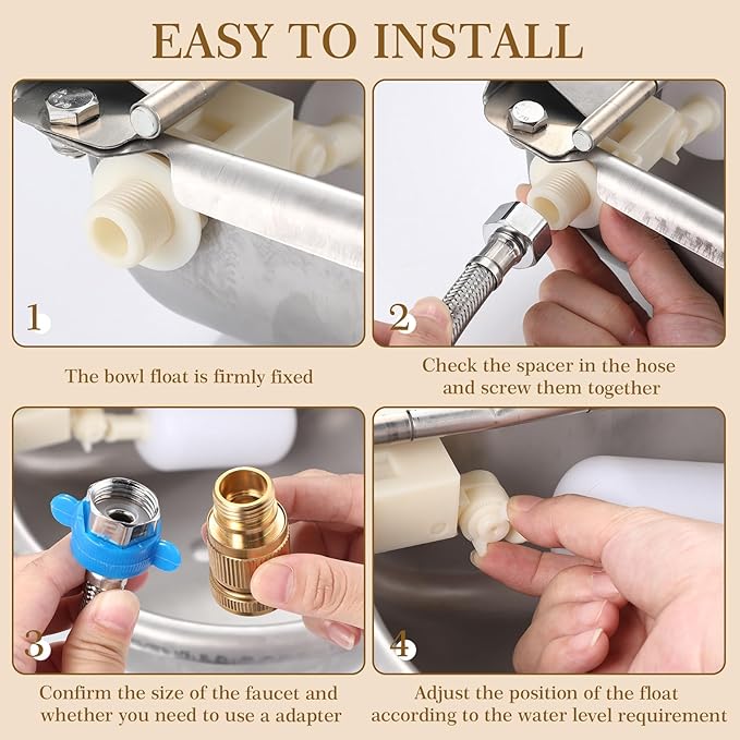 Bokon 2 Sets Automatic Animal Drinking Water Bowl, 304 Stainless Steel Waterer for Dog Cattle Goat Pig, Livestock Water Trough Dispenser with Pipe Hose, 4 Float Valves, Quick Connecter, Expansion Bolt