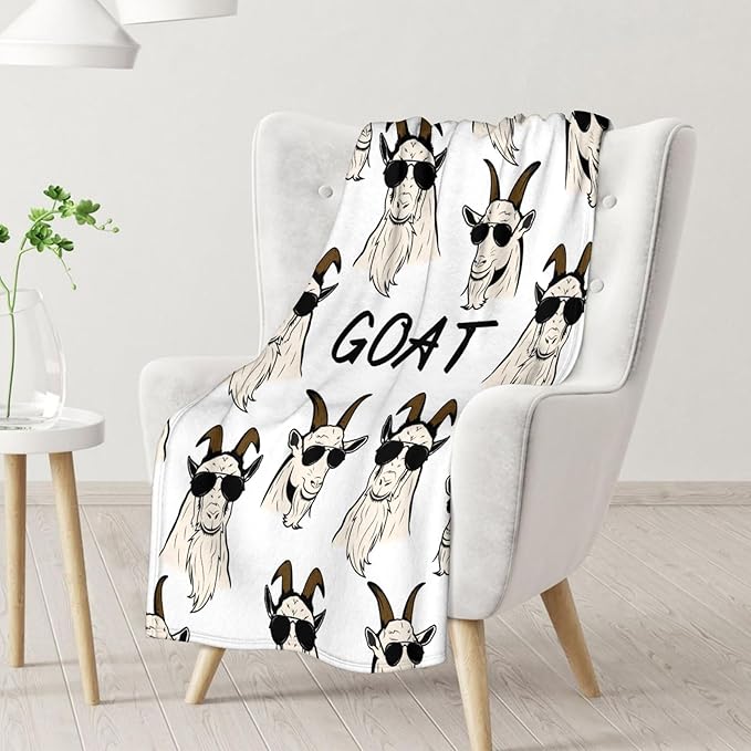 Goat Blanket for Girls - 50x60 Inches Soft Fuzzy Plush Throws Gift - White Funny Throw Blanket for Bed, Couch, Sofa