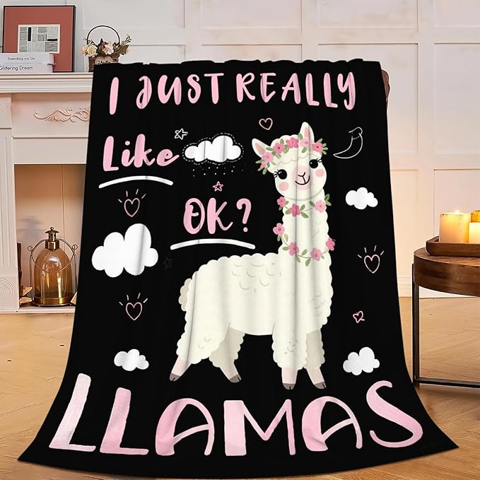 Cute Llamas Blanket, Soft Plush Alpaca Fleece Animal Throw Blanket - Cozy Warm Stuffed Blankets Bedding Llamas Gifts for Women Girls Kids Adults 50"X60"