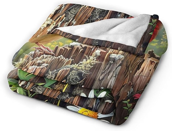Cardinal Bird Blanket Cardinal in Forest Throw Blanket Bird Gifts and Decor Bird Blanket for Girls Women Kids Adults Soft Warm Cozy Fleece Blanket for Couch Sofa Bed 50"x40"