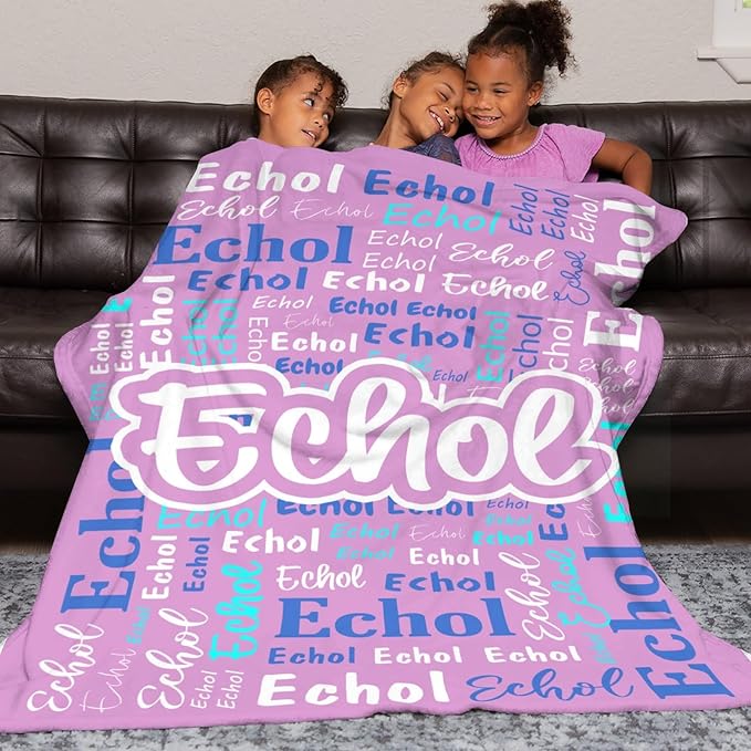 Custom Blanket with Name Personalized Blankets for Kids Adult Boys Girls Flannel Monogrammed Customized Blankets Throw (40''x50'')