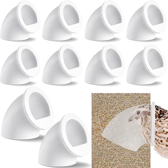 10 Pack Quail Feeders No Waste Chicken Feeder Port 1.5 Inch DIY Chick Feed Saver Quail Supplies for Coturnix Small Poultry Farm Bucket Bin Container