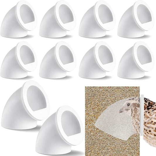 10 Pack Quail Feeders No Waste Chicken Feeder Port 1.5 Inch DIY Chick Feed Saver Quail Supplies for Coturnix Small Poultry Farm Bucket Bin Container