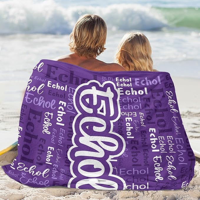 Custom Blanket with Name Personalized Blankets for Kids Adult Boys Girls Flannel Monogrammed Customized Blankets Throw (60''x80'')