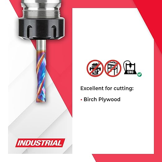 Amana Tool 46700-K CNC SC Spektra Extreme Tool Life Coated Compression Spiral 1/4 D x 7/8 CH x 1/4 SHK x 2-1/2 Inch Long 2 Flute Router Bit for Birch Plywood