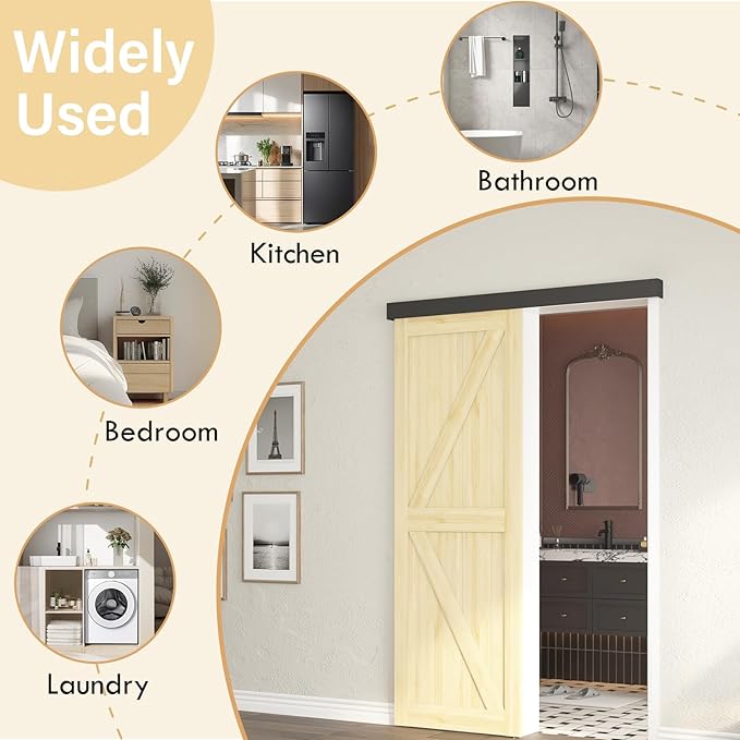 5FT Sliding Barn Door Hardware, Low Clearance Aluminium Alloy Box Rail Hardware for Wooden Barn Door, Interior Sliding Track, Easy to Install, Black