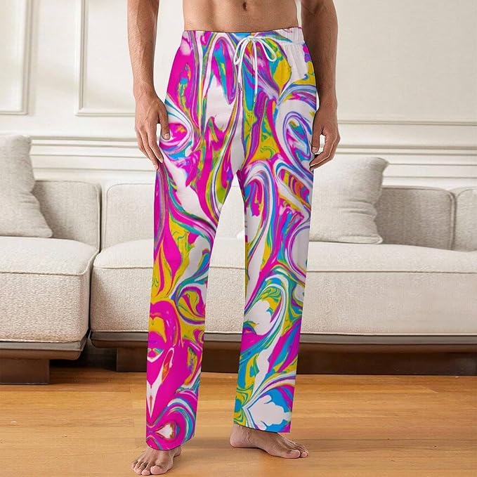 Funny Mens Pajama Pants Lightweight Soft Lounge Pant Sleep Pj Bottoms for Men With Pockets