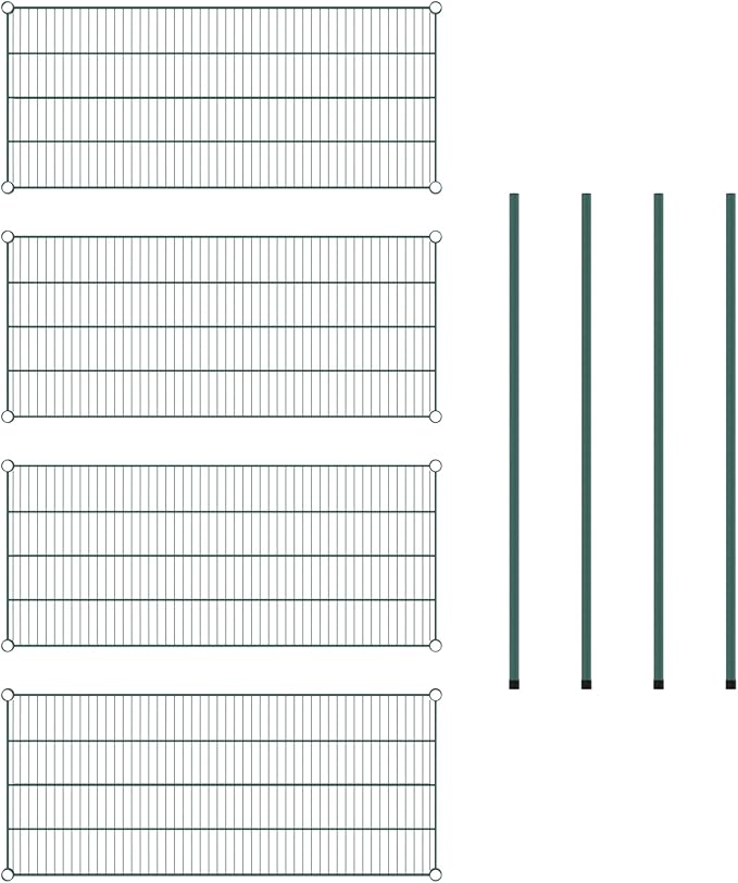 Commercial NSF Listed Green Epoxy Stationary Wire Shelving Kit 21" x 48" x 54", with 4 Shelves Perfect for Warehouse, Walk-in Refrigerator, Freezer, Grocery Store, Restaurant, Dishroom