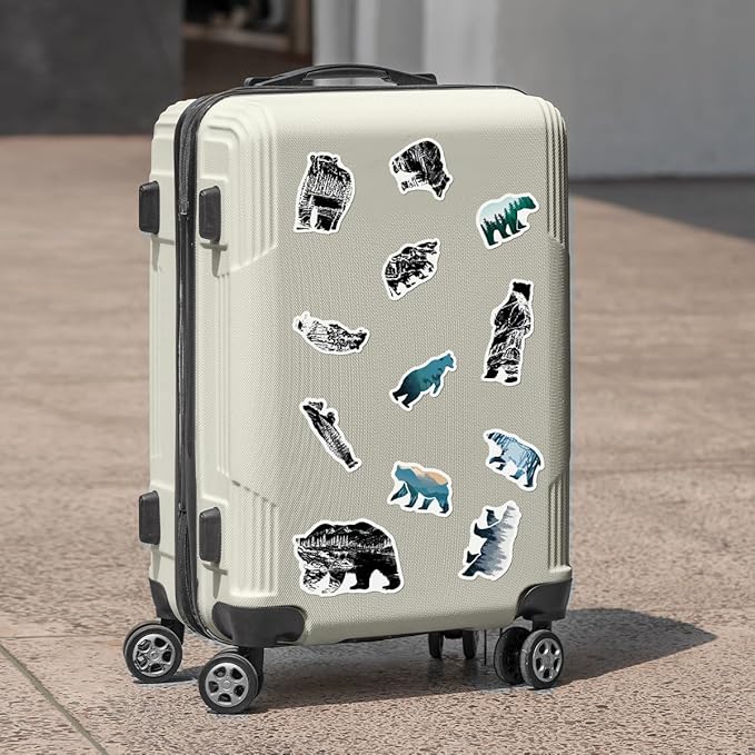 Pack 50 Pcs Funny Animal Grizzly Bear Stickers for Water Bottles Waterproof Laptop Luggage Computer Scrapbooking Teens Adults Girls Boys Aesthetic Sticker Packs Small Vinyl Decals
