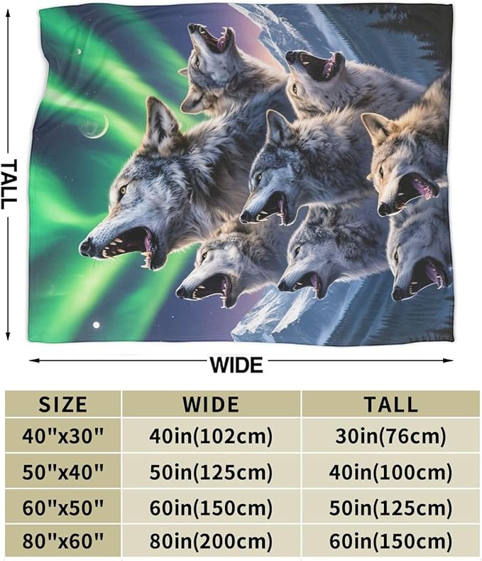 Wolf Blanket, Soft Plush Fleece Animal Throw Blanket - Cozy Warm Stuffed Blankets Bedding Wolf Gifts for Women Girls Kids Adults 50"X60"