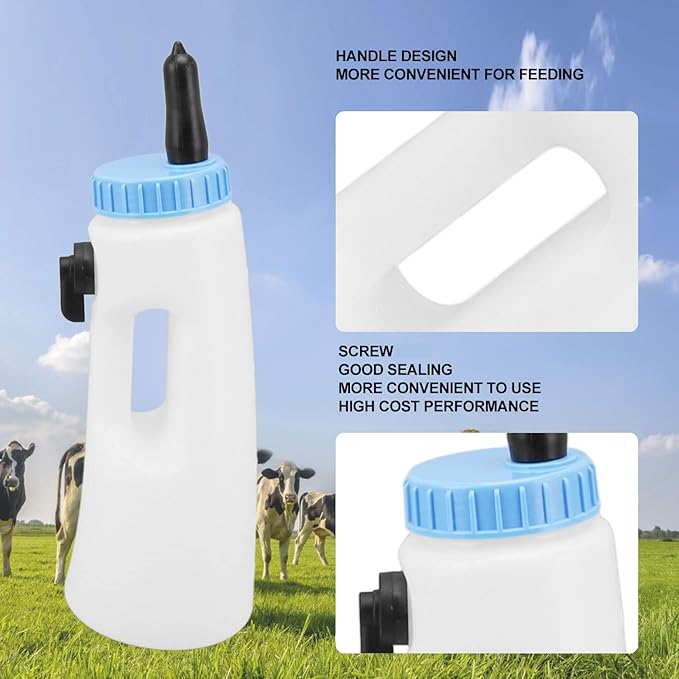 Vertical Calf Feeding Bottle with Handle Farm Goat Bottles Sheep Feeder Strong Sealing Pe Calfs Nursing for Lambs Calves Other Animals Livestock Tools 2.5l