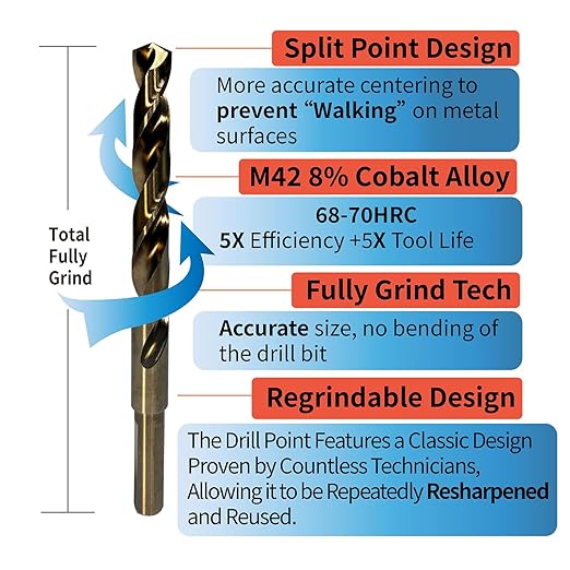 Metric M42 8% Cobalt Drill Bits Set for Stainless Steel and Hardened Steel (10-13mm/7PCS)