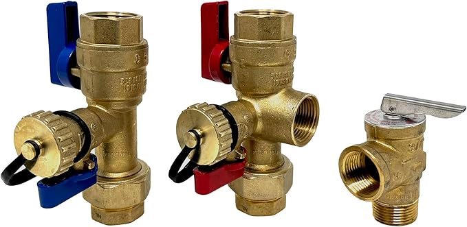 PROCURU 1" OD x 72" (6Ft) x 3/4"MIP x 3/4"FIP Flexible Gas Connector Kit with Service Valve Kit (FxF), WP Stainless Steel MaxFlow Tubing for Tankless Water Heater (Blue-D1 Series)