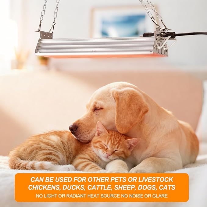 Safe Chicken Coop Heater 600W with Adjustable Thermostat, for Winter Chicken Warmth in 15 Sq Ft Coops, Waterproof & Tip-Over Protection Livestock Warmer