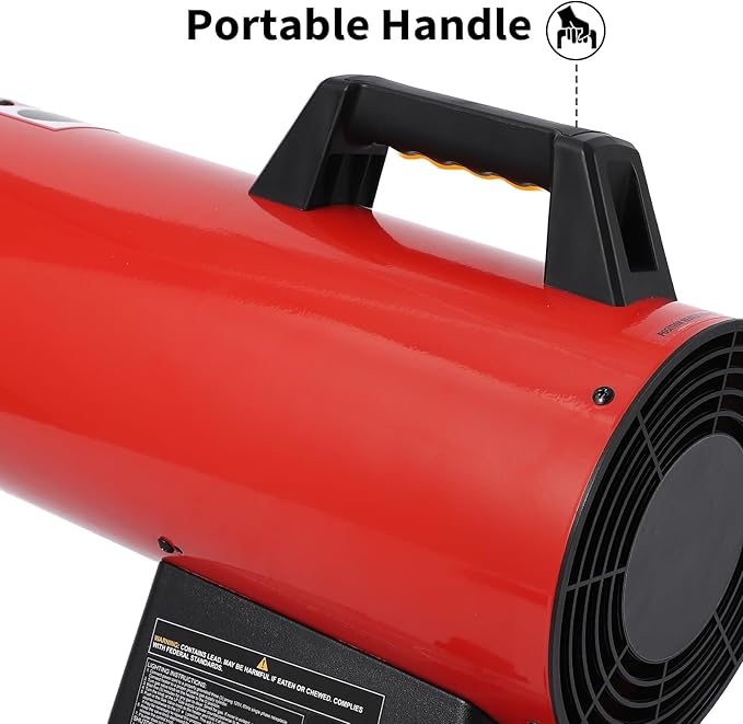 60,000 BTU Portable Forced Air Propane Heater, Includes 10 ft Hose & Regulator, Ideal for Garage, Workshop, Jobsite, Construction Areas