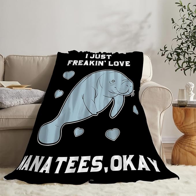 Manatee Blanket Super Cozy Soft Manatee Throw Blanket for Women Men Warm Plush Fluffy Manatees Stuff Fleece Flannel Gifts Blankets for Kids Adults 60"X50"