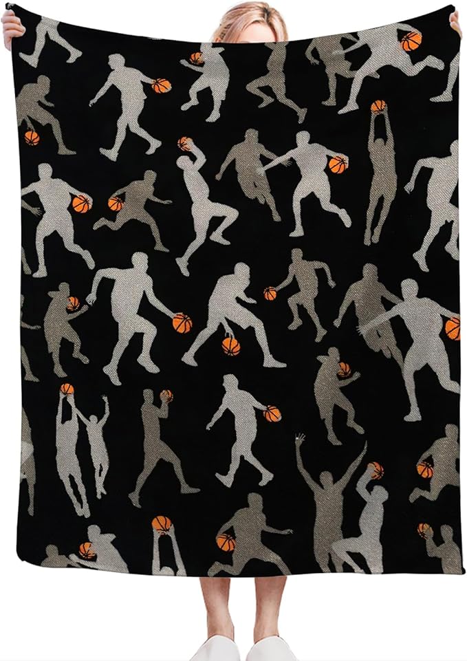 Basketball Blanket Gifts for Boys Teens Men Soft Warm Plush Basketball Sports Throw Blanket Flannel Fleece Fuzzy Stuff Blanket for Bed Couch Living Room Decor 50"X40"