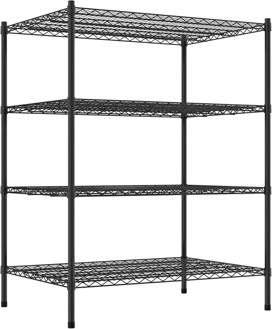 Commercial NSF Listed Black Epoxy Stationary Wire Shelving Kit 30" x 42" x 54", with 4 Shelves Perfect for Warehouse, Walk-in Refrigerator, Freezer, Grocery Store, Restaurant, Dishroom