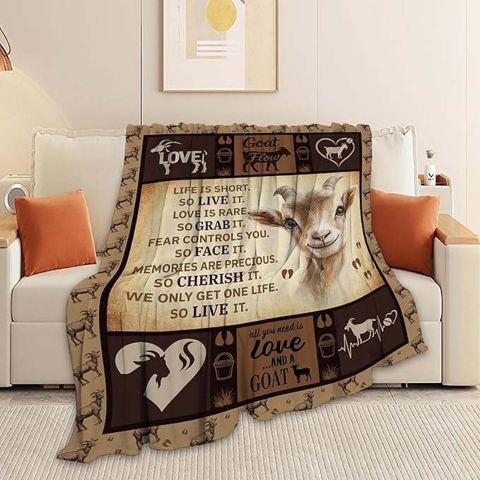 Goat Blanket, Goats Throw Blanket, Sheep Gifts Blankets Stuff Fleece Flannel Plush for Girls Women Men Boys Lovers Adults Soft Bedding Gift for Sofa Bed Office Home Decor 60"x50"