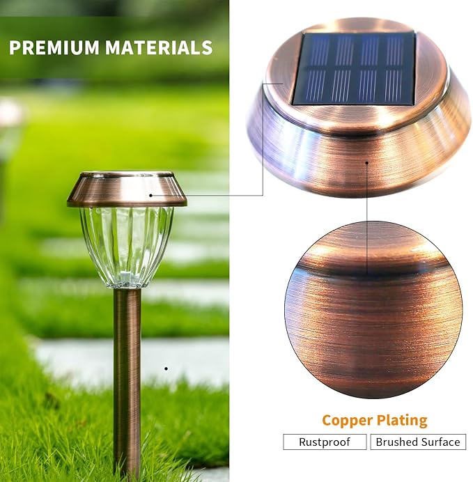 6 Pack Solar Pathway Lights Outdoor, New Upgraded Adjustable Warm & Cool White Solar Lights Outdoor Waterproof, Solar-Powered Garden Light for Path, Walkway, Yard, Driveway, Lawn, Backyard Decor