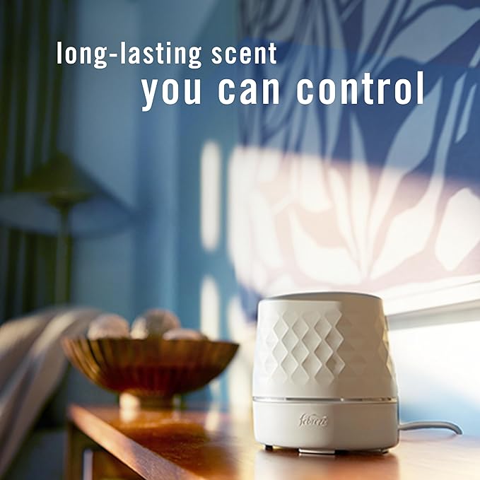 Febreze Plug Scent Booster in White, Continuous Scent Device Oil Diffuser, Compatible with Febreze Air Freshener Plug in Refills, Giftable for Holidays
