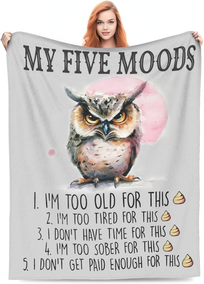 Cute Owl Throw Blanket Funny Owl Five Modes Decor Blanket Super Cozy Plush Lightweight Soft Plush Flannel Fleece Blanket Gifts for Girls Boys Kids Women Men Teenager for Sofa Bed Couch 60"X80"