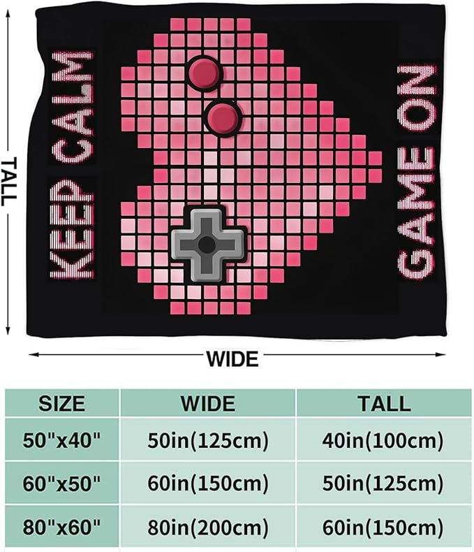Gaming Blanket Gifts for Girls Boys Gamer Throw Blankets Cozy Plush Fleece Video Game Decor Flannel Fuzzy for Kids 50"X40"