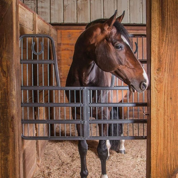 Easy-Up Titan Horse Stall Gates | Heavy-Duty Steel Construction | Rust-Resistant Finish | Ideal for Barn, Farm & Equestrian Use | Horseshoe Gate with Yoke - 52" Wide | Color Gray Armor