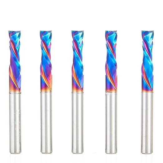 Amana Tool 46170-K-5 5-Pack CNC SC Spektra Extreme Tool Life Coated Compression Spiral 1/4 D x 7/8 CH x 1/4 SHK x 2-1/2 Inch Long 2 Flute Router Bits