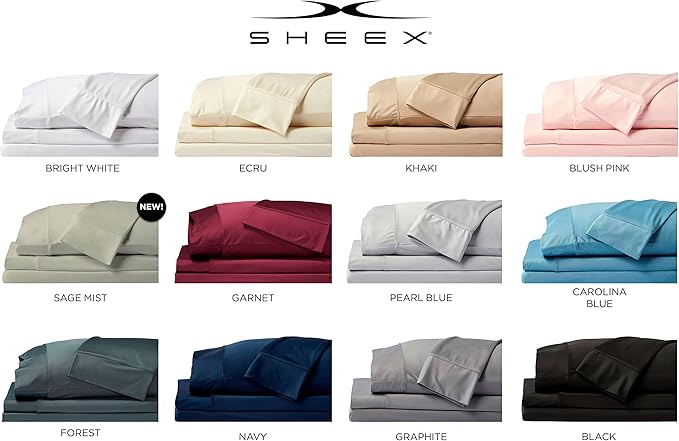 SHEEX - Original Performance Sheets Set (Twin/Twin XL) Pearl Blue - Cooling Sheets - Moisture Wicking - 1 Flat Cooling Sheet, 1 Fitted Cooling Sheet, 1 Pillow Cover - Wrinkle Free - Sleep Aid
