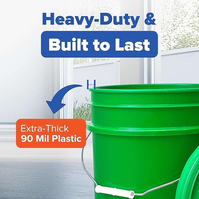 ePackageSupply 5 Gallon Bucket with Airtight Lid | Made in USA | Food Grade | Heavy-Duty Premium HPDE Plastic | Durable 90 Mil All Purpose Pail | Easy Stack and Store | BPA Free | 6 Count