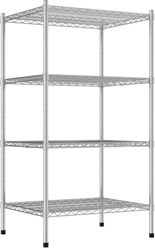 Commercial NSF Listed Chrome Stationary Wire Shelving Kit 24" x 30" x 54", with 4 Shelves Perfect for Warehouse, Walk-in Refrigerator, Freezer, Grocery Store, Restaurant, Dishroom