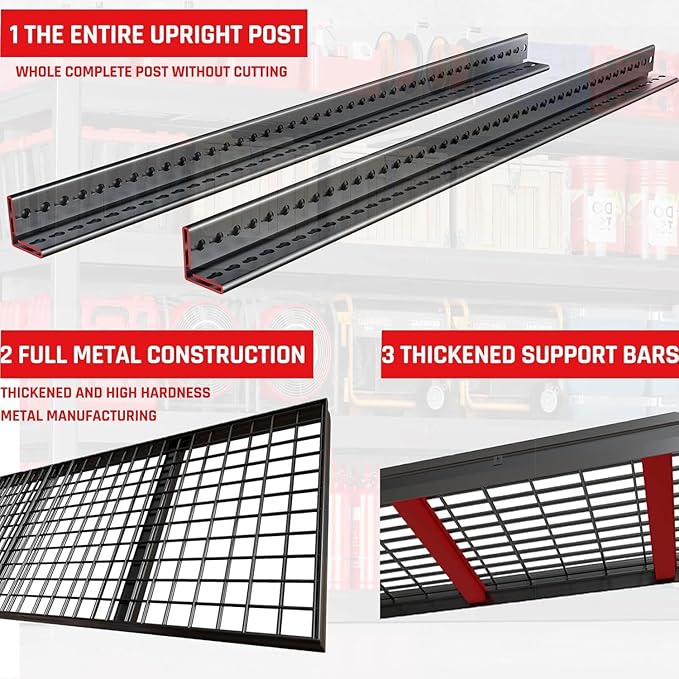 68" W Garage Shelving Unit, 68" W x 36" D x 68" H, 36" Deep Heavy Duty Garage Storage Shelves, 4 Tier Storage Rack Shelf, Industrial Adjustable Shelves for Basement Warehouse