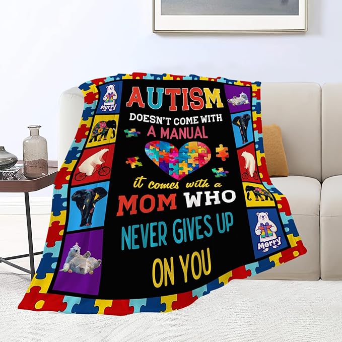 Autism Blanket Autism Awareness Throw Blankets Gifts for Girls Boys Kids Soft Cozy Fleece Plush for Couch Sofa Bed 80"x60"