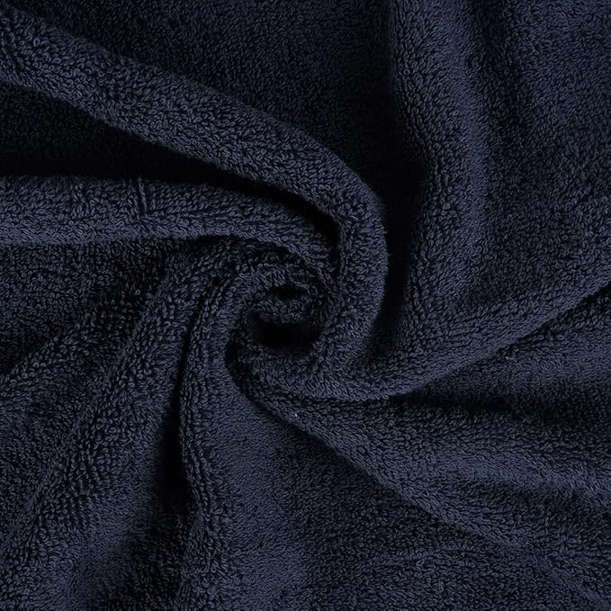 CASA COPENHAGEN Solitaire Mix 6 Pieces Towel Set- Grey Violet + Navy, 600 GSM 2Bath Towel 2Hand Towel 2Washcloth, Designed in Denmark Made of Soft Egyptian Cotton for Bathroom, Kitchen & Shower