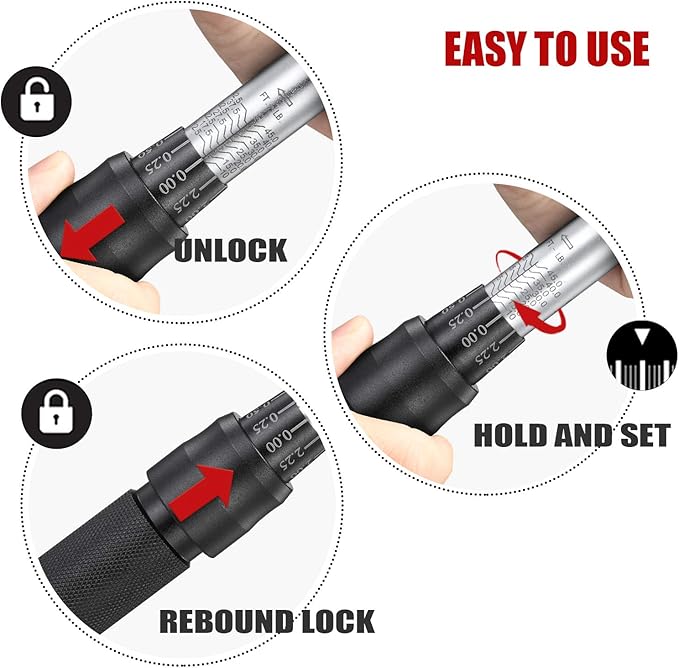 3/8-Inch Drive Click Torque Wrench Dual-Direction Adjustable Torque Wrench Set with Storage Case (10-45 ft.-lb./13.5-61 Nm)