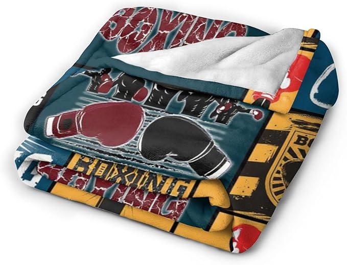 Boxing Blanket Super Soft Warm Boxing Sports Throw Blanket Gift for Men Women Boys Cozy Fluffy Plush Lightweight Flannel Gifts Fleece Blankets for Kids Adults 50"X40"