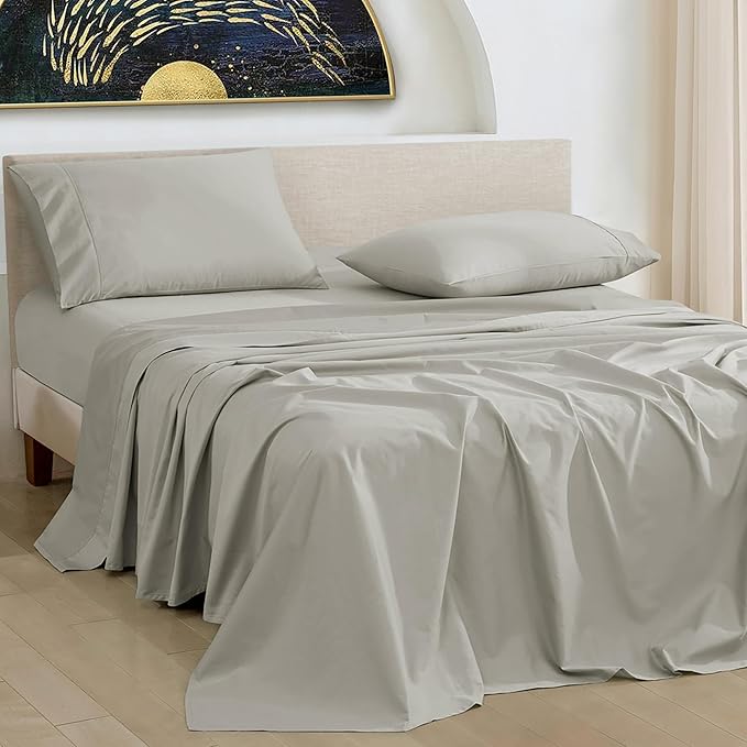 URBANHUT 1000 Thread Count Egyptian Cotton Sheets King Size, Breathable Long Staple, 4 Pc Bed Sheet Sets, Luxury Hotel Sateen Sheets Fits 16" Deep Pocket - Silver Grey