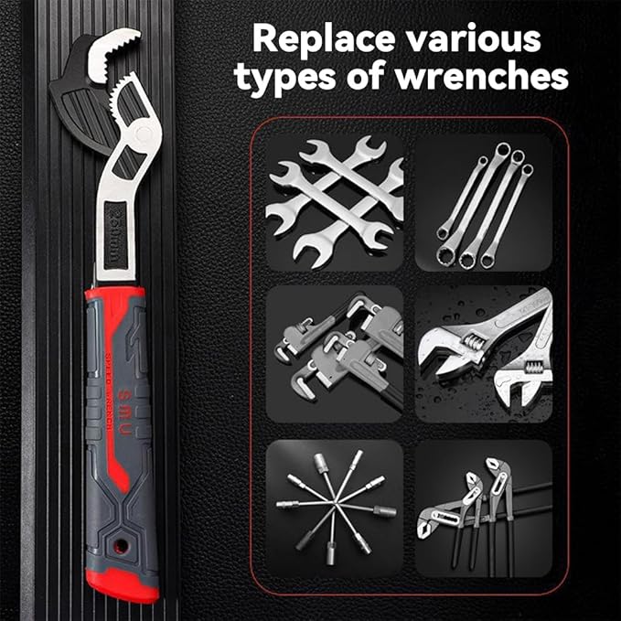 1/4PCS Multifunctional Self Locking Wrench - 6, 8, 10, 12 Inch Adjustable Pipe Wrench With Non-Slip Handle for Pipeline Maintenance, Can Replace Ratchet Wrench, Pipe Clamp (4 Size)