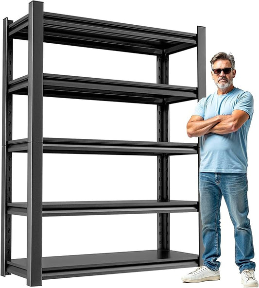 5 Shelf Storage Unit – Heavy Duty Shelving Rack for Garage and Home Use, Sturdy Metal Storage Shelf Organizer, Perfect for Organizing Tools, Supplies 16" D x36 W x78 H（3 pcs）
